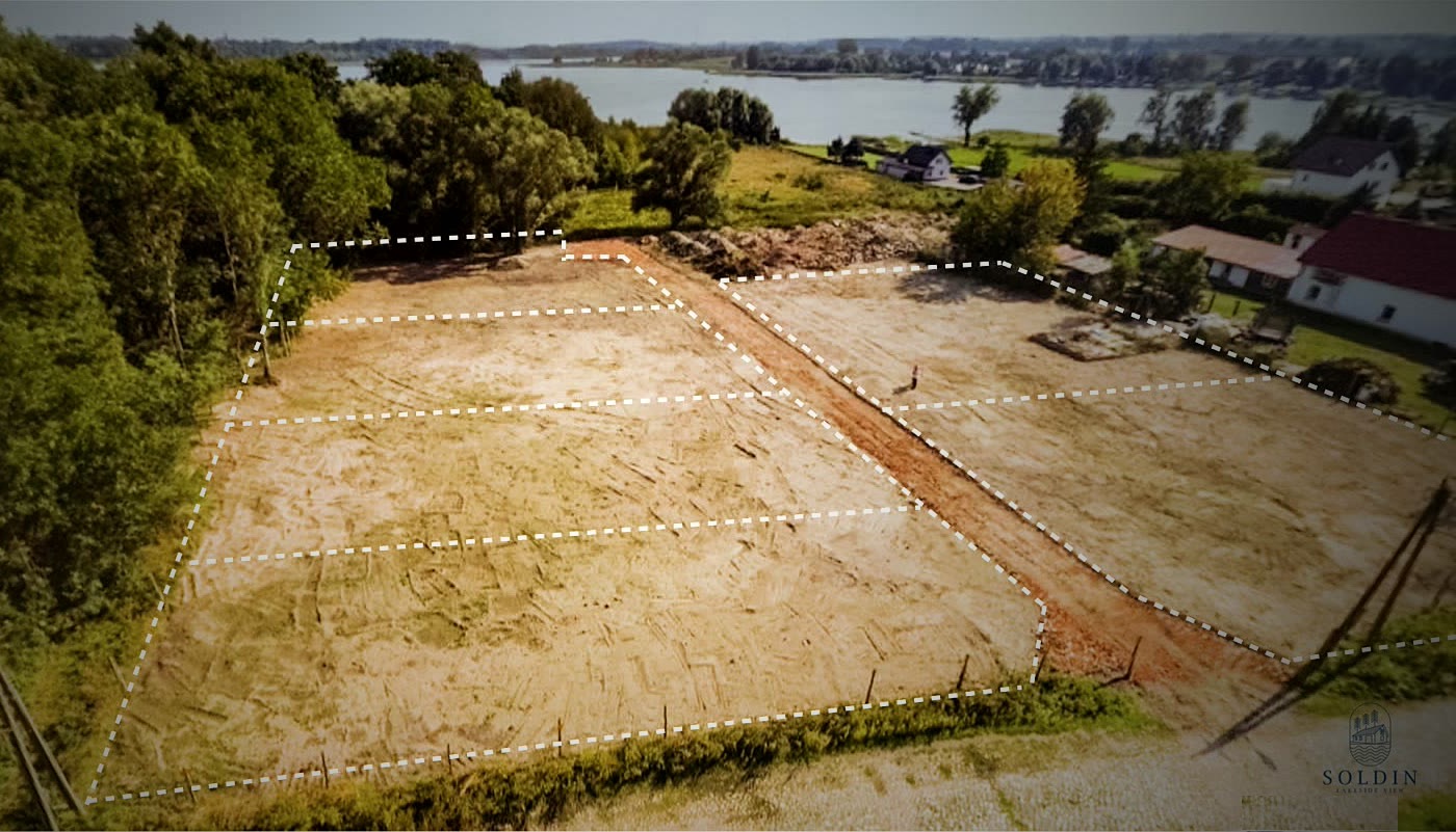 Aerial site plan of the six Soldin Lakeside View building plots on Lake Soldin — plot 111/67 sold