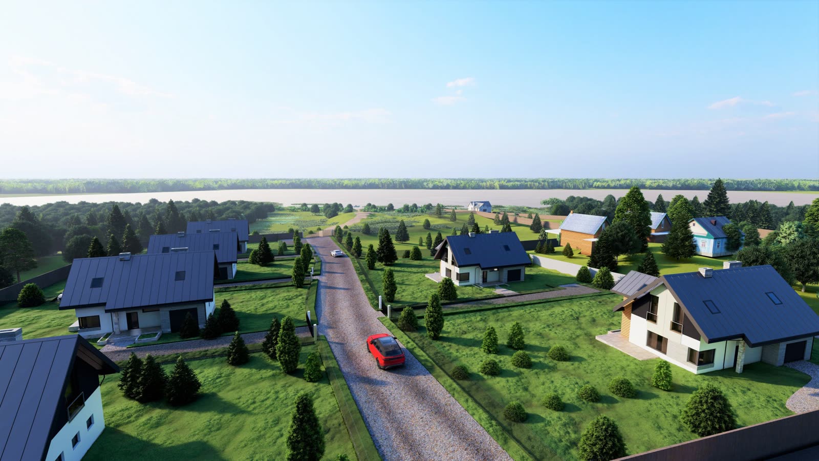 Wizualizacja 3D: planowana zabudowa nad brzegiem Jeziora Myśliborskiego